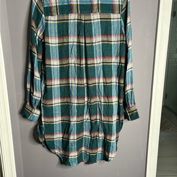 Akemi + Kin Green and Blue Plaid Button Down Tunic Dress Size XS - Picture 6 of 7